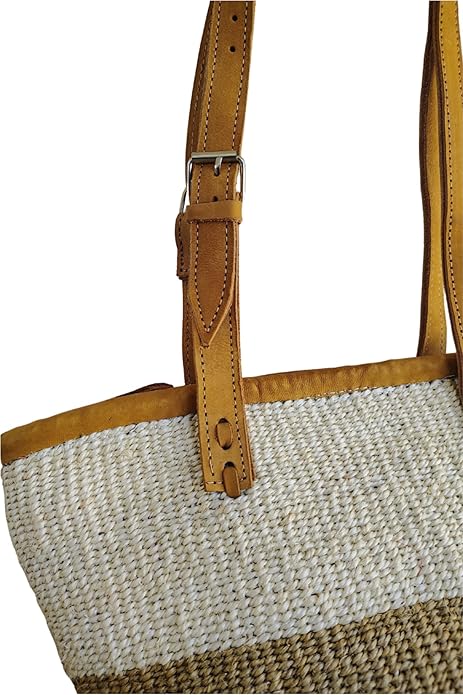 Peaceful Life Handmade Medium Sisal Straw Basket Tote Bag