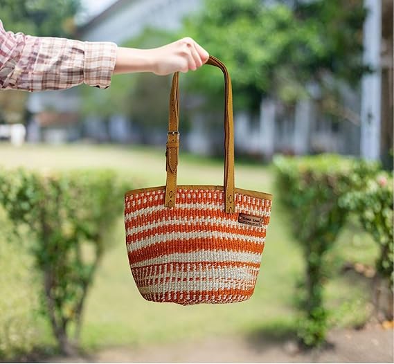 Harvest Glow Handmade Sisal Straw Medium Tote Purse