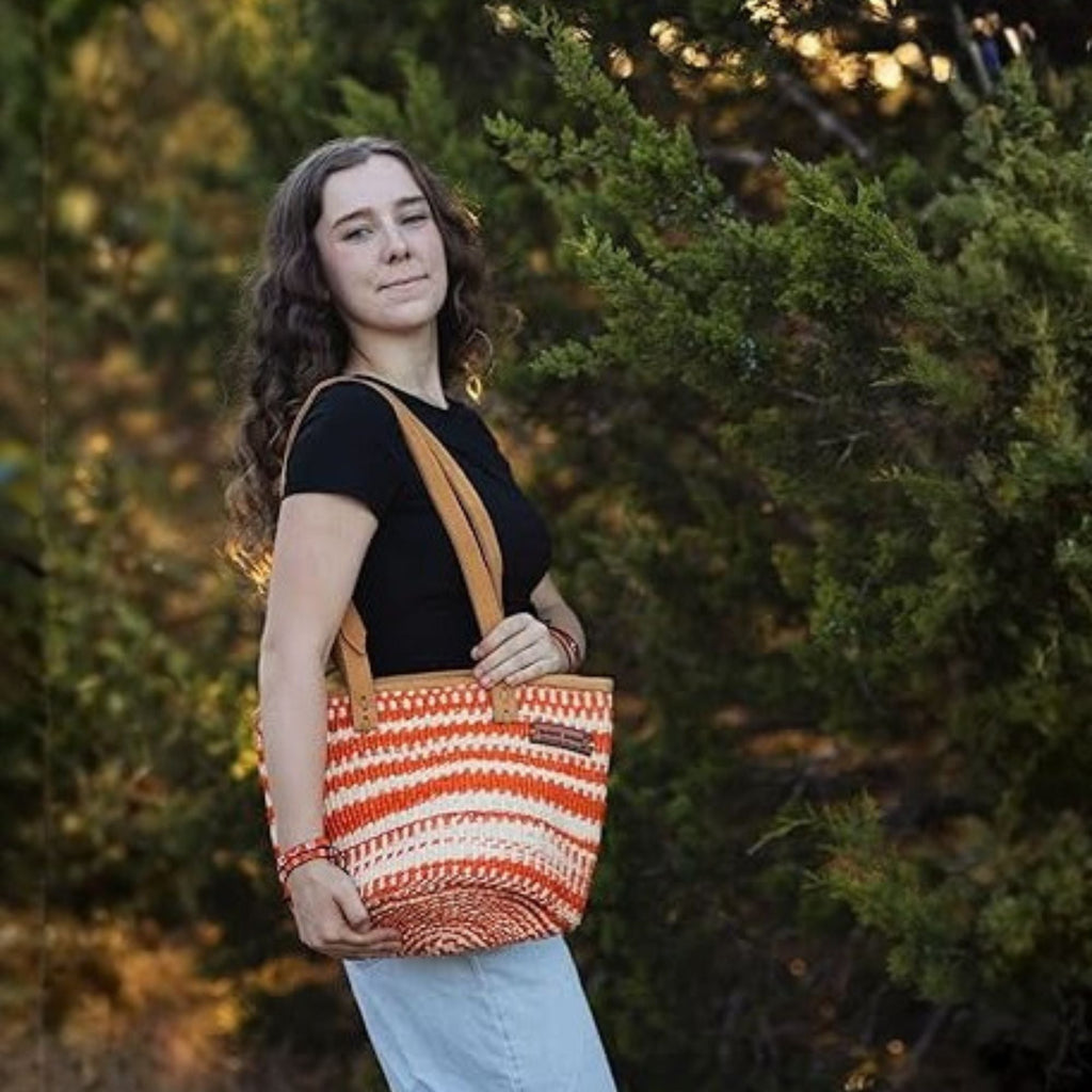 Harvest Glow Handmade Sisal Straw Medium Tote Purse