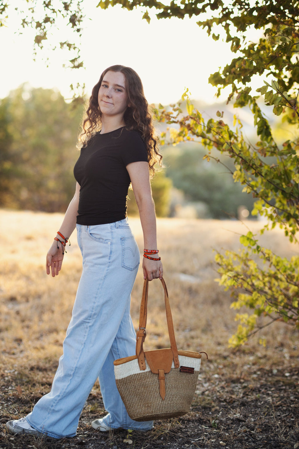 Peaceful Life Handmade Medium Sisal Straw Basket Tote Purse