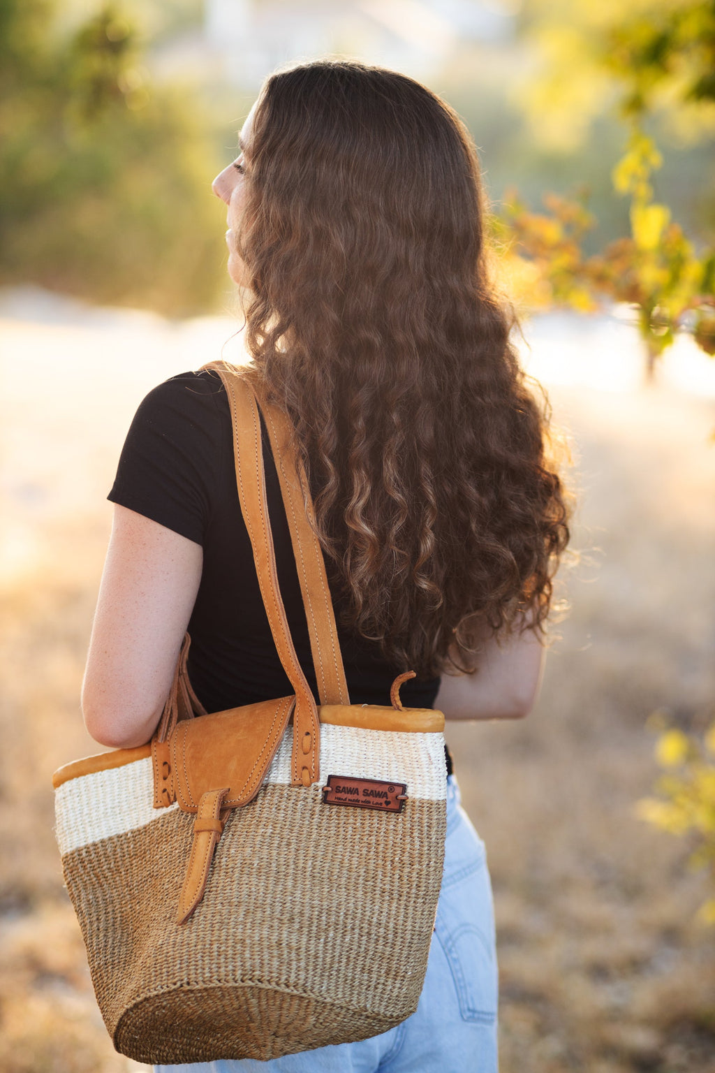 Peaceful Life Handmade Medium Sisal Straw Basket Tote Purse